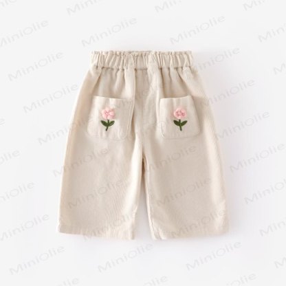 Baby Toddler Flower Corduroy Pants - Beige - 5-7T - image 10