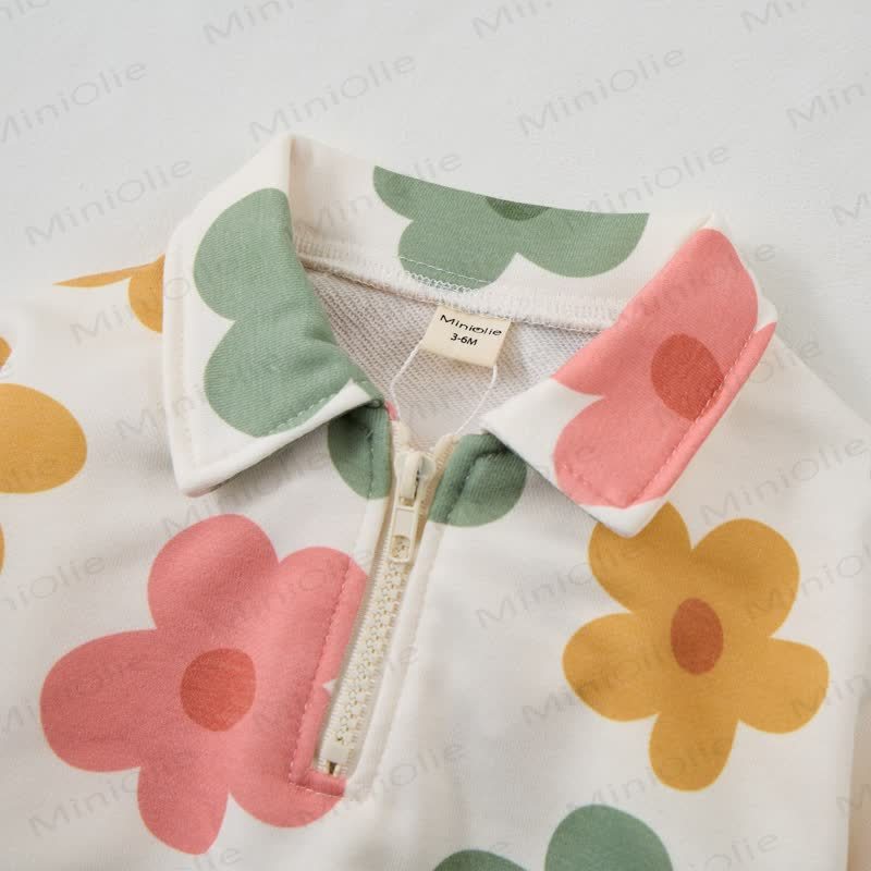  Baby Toddler Beige Floral Lapel 2-piece Set - image 4