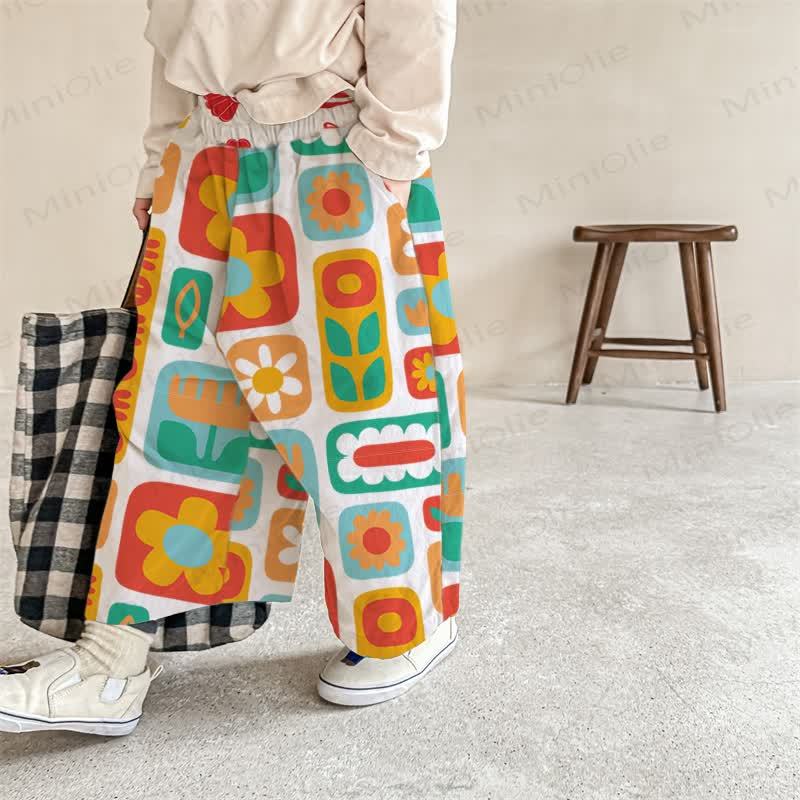 Baby Geometric Floral Print Casual Pants - White - 2-3T - image 1