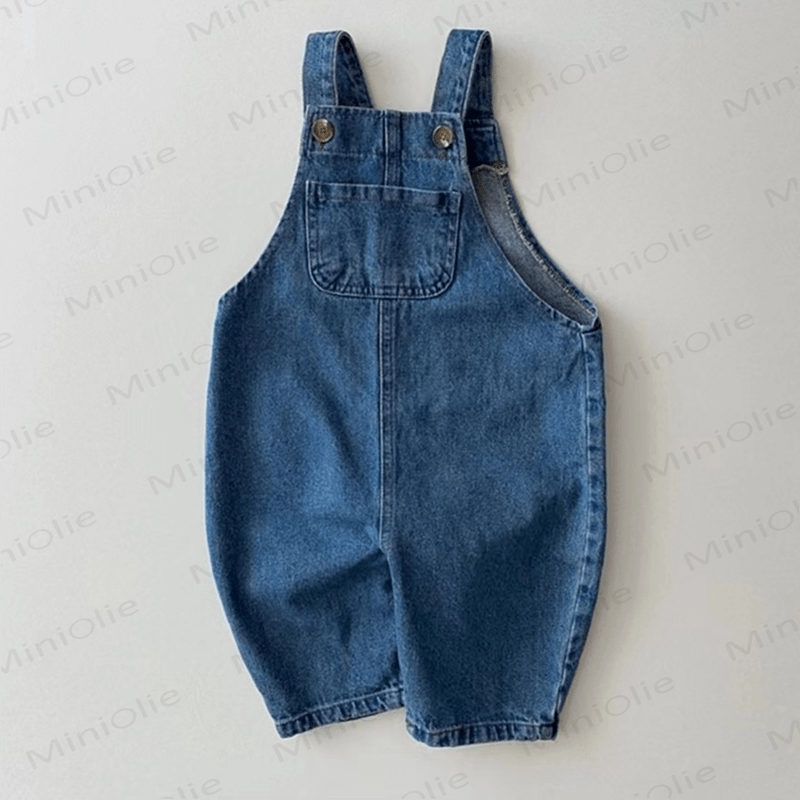 Baby Flower Corduroy Denim Pocket Overalls - Blue - 5-7T - image 7