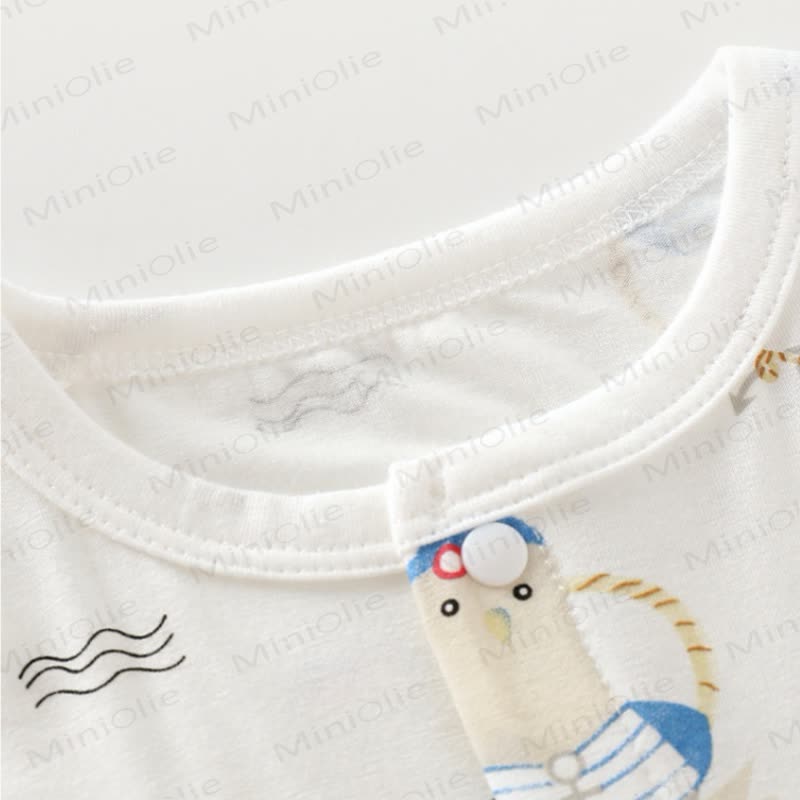 Baby White Seagull Captain Summer Pajamas 2-piece Set - image 3