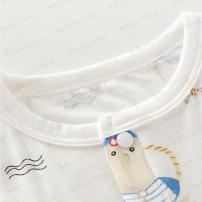 Baby White Seagull Captain Summer Pajamas 2-piece Set - image 3