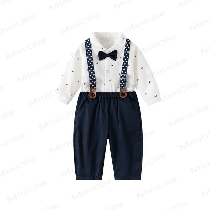Baby Toddler Suspender Pants and Shirt Set - White Blue Sailboat - 5-7T - image 13