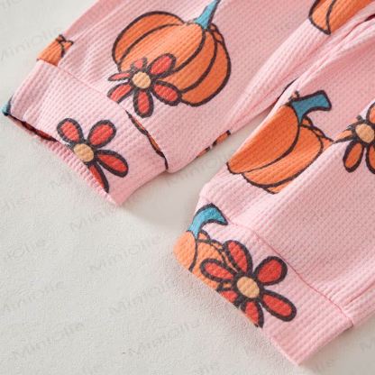 Baby Pink Pumpkin & Daisy Print Waffle 2-piece Set - image 5