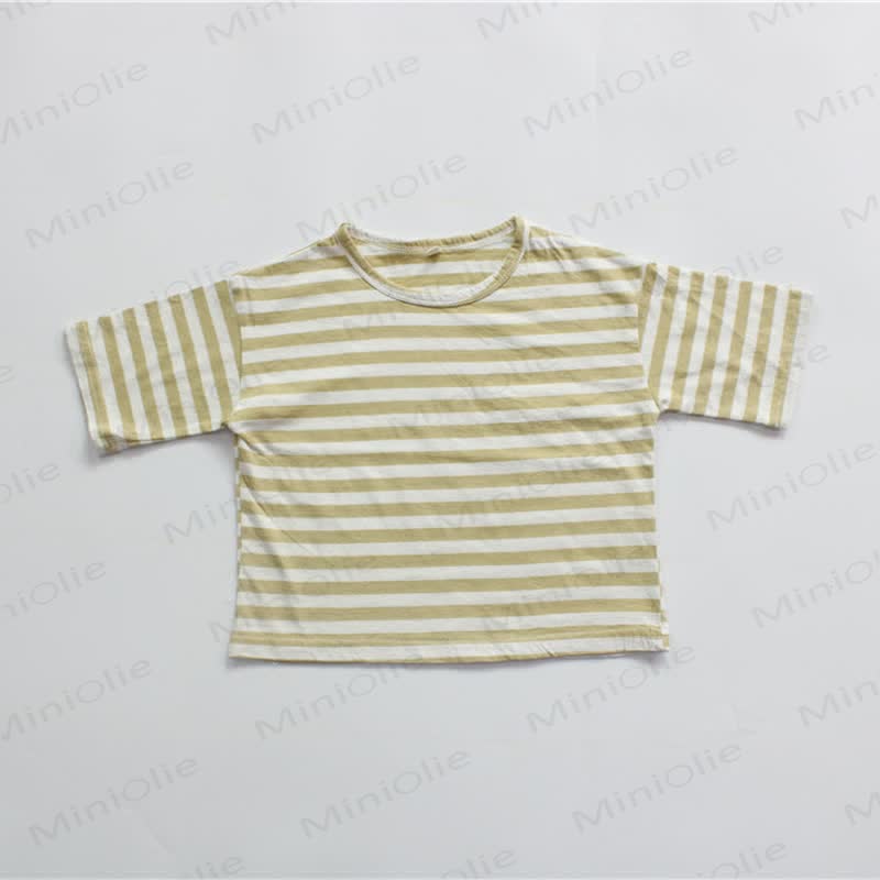Kid Loose Striped Half-sleeved T-Shirt - Yellow - 10Y - image 8