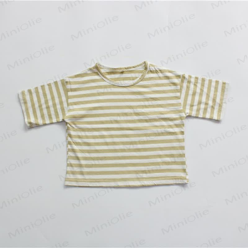Kid Loose Striped Half-sleeved T-Shirt - Yellow - 10Y - image 8