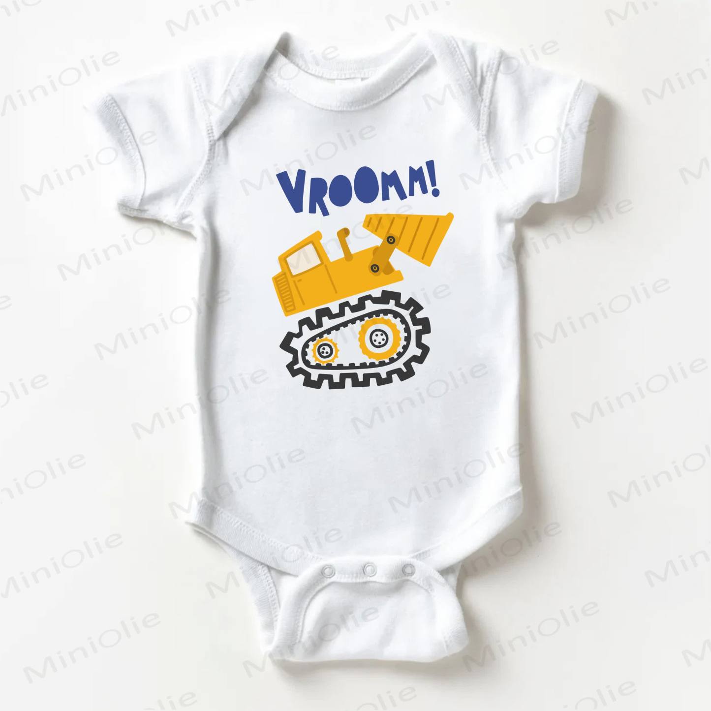 VROOMM! Baby Excavator Print White Bodysuit - White - 18-24M - image 1