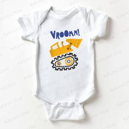 VROOMM! Baby Excavator Print White Bodysuit - White - 18-24M - image 1