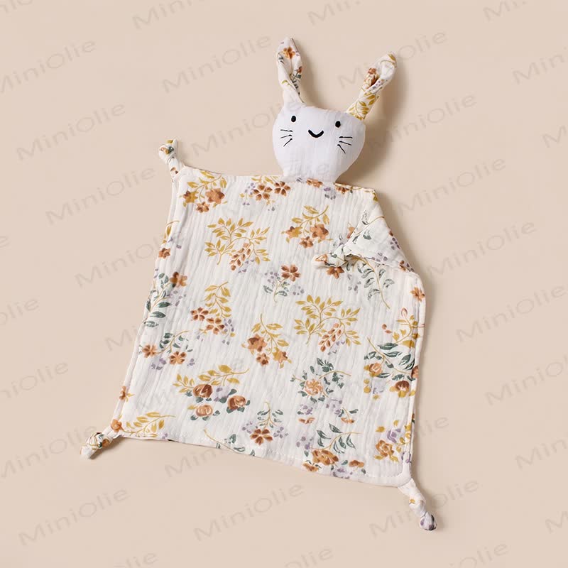Personalized Baby Name Bunny Security Blanket - Orange Floral - 30x30cm - image 8