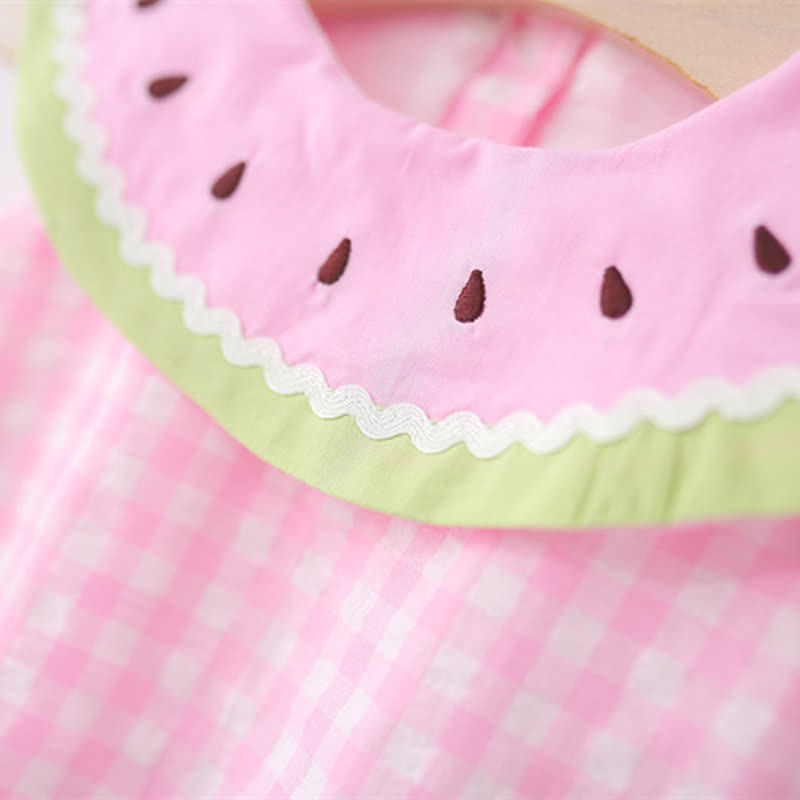 Baby Watermelon Plaid Sleeveless Lovely Dress - image 12