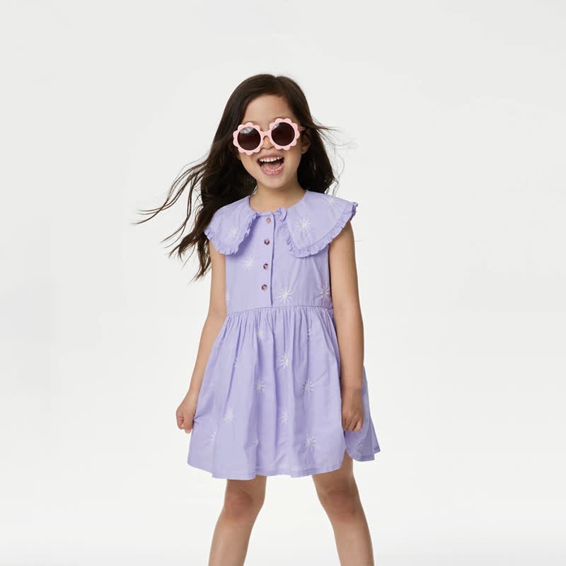 Toddler Kid Purple Embroidered Daisy Dress - image 2