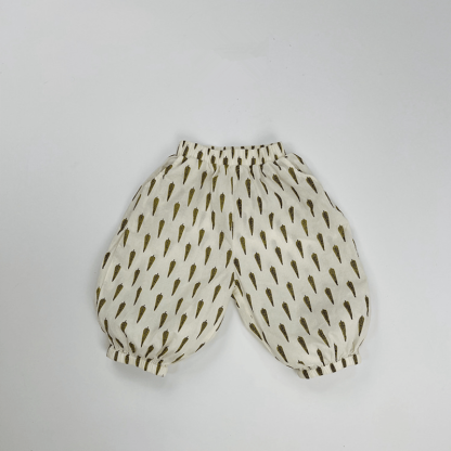 Toddler Loose Retro Pattern Design Pants - Beige - 6-7T - image 13