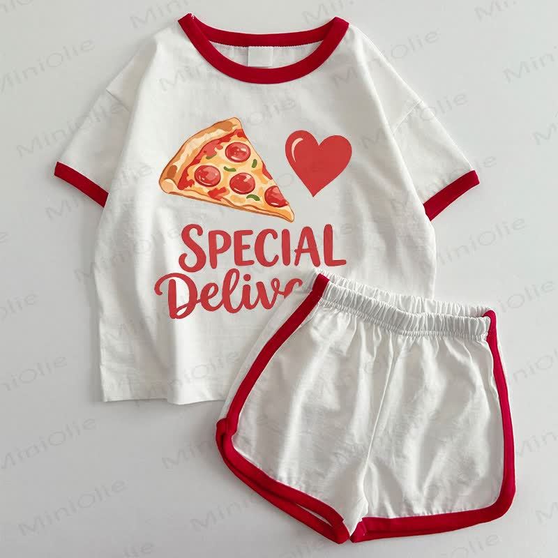 SPECIAL DELIVERY Baby Dessert T-shirt and Shorts 2-Piece Set - White&Red - 3-5T - image 1