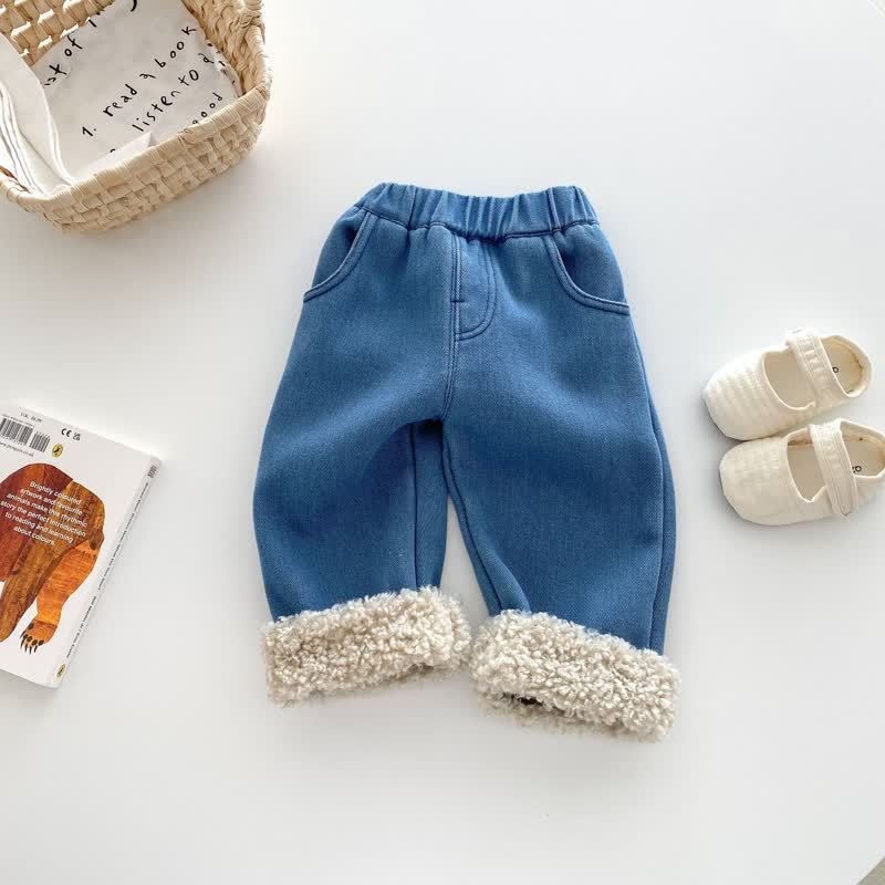 Baby Toddler Girl Denim Fleece Lined Pants - image 5