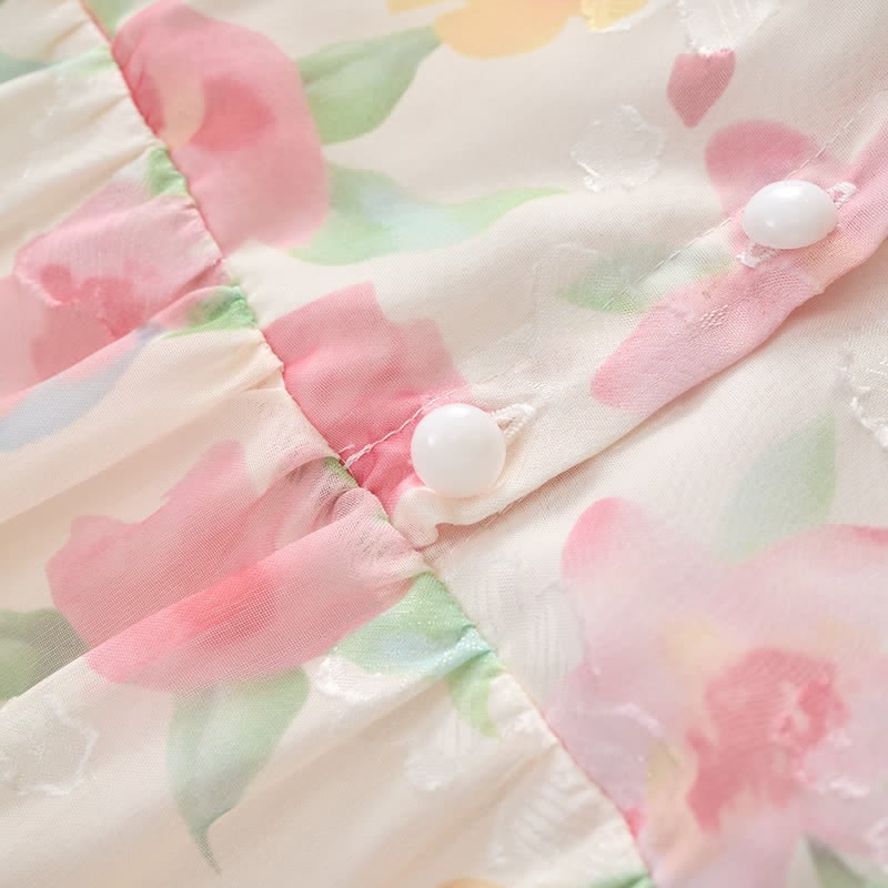 Toddler French Flower Beige Lapels Dress - image 14