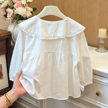 Toddler Girl Bunny Collar Puff Sleeve Shirt - image 4