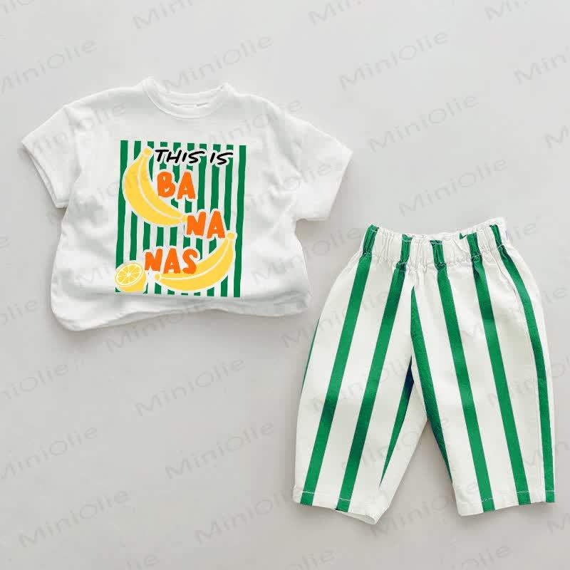 THIS IS BANANAS Baby Green Vertical Striped 2-piece Set - White&Green - 2-3T - image 1