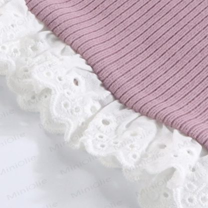 Toddler Girl Ribbed Bow Lace Long Sleeve T-Shirt - image 13