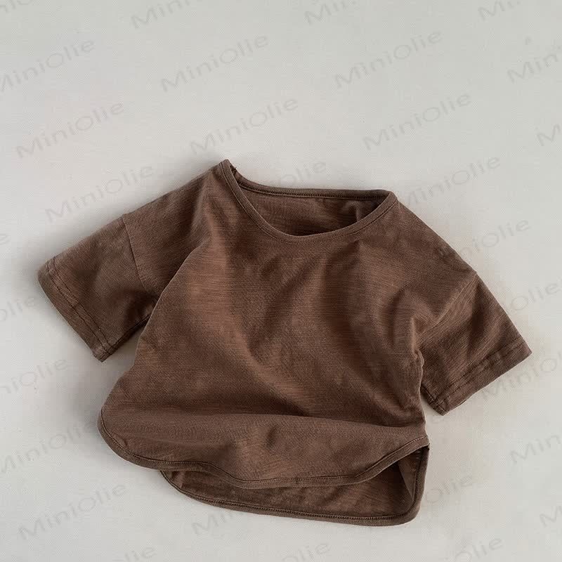 Toddler Solid Color Retro Soft T-shirt - Brown - 7-9T - image 15