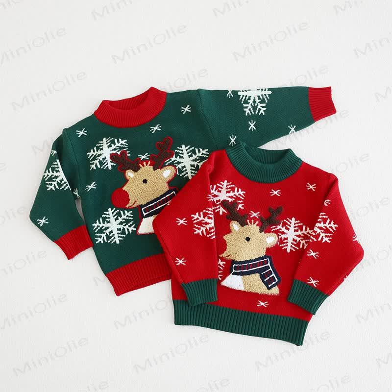 Toddler Lovely Reindeer Snow Knitted Sweater - image 1