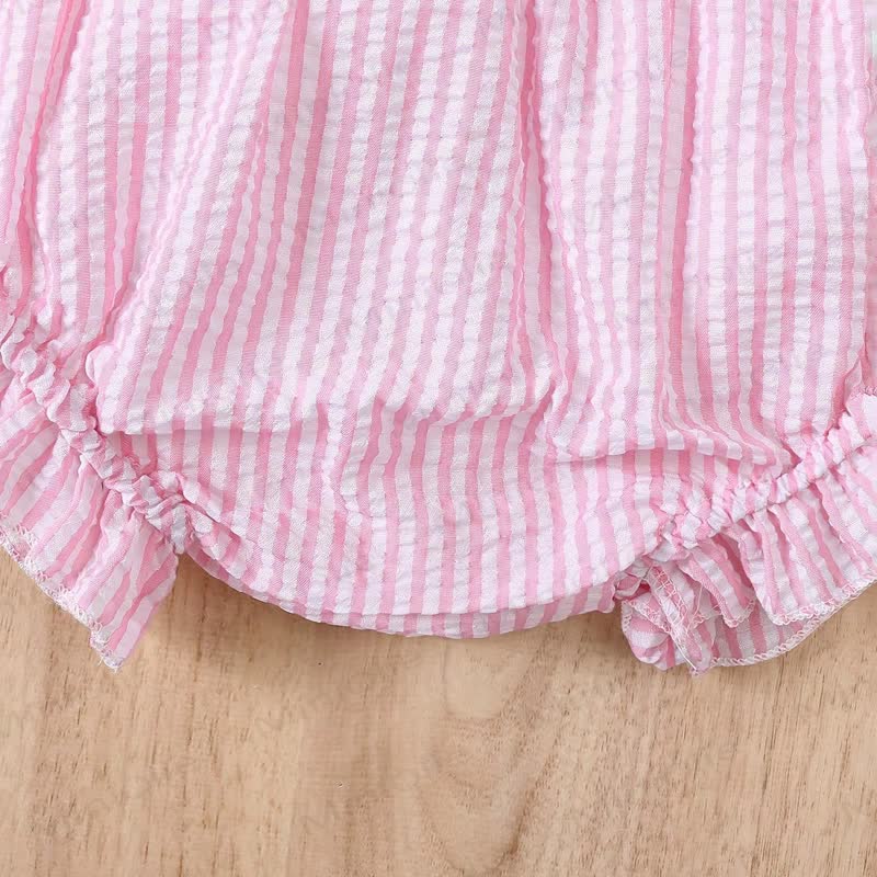 Baby Girls' Pink Striped Bow Vest and Shorts Set - image 3