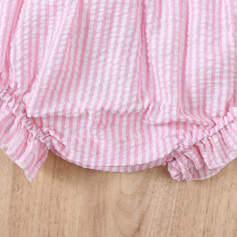 Baby Girls' Pink Striped Bow Vest and Shorts Set - image 3