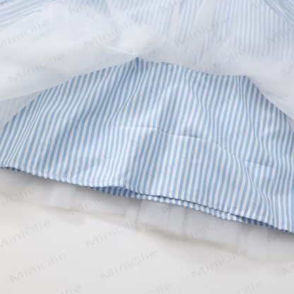Toddler Blue Striped Tulle Shirt Dress - image 12