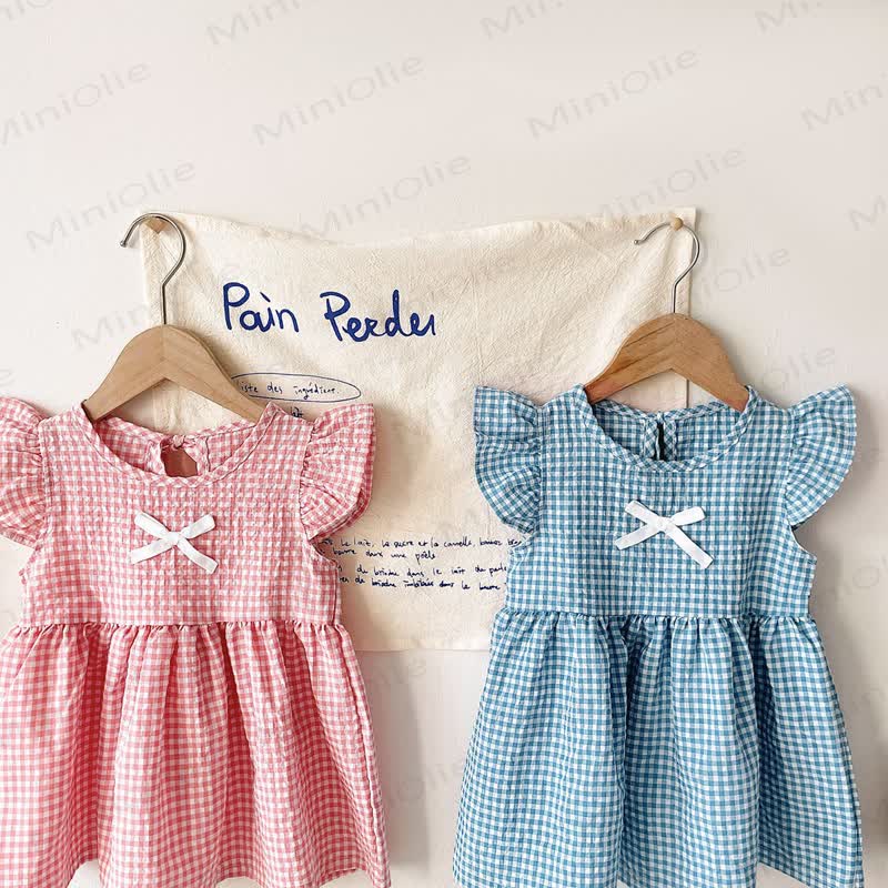 Baby Lovely Bow Plaid Ruffled Dress - image 4
