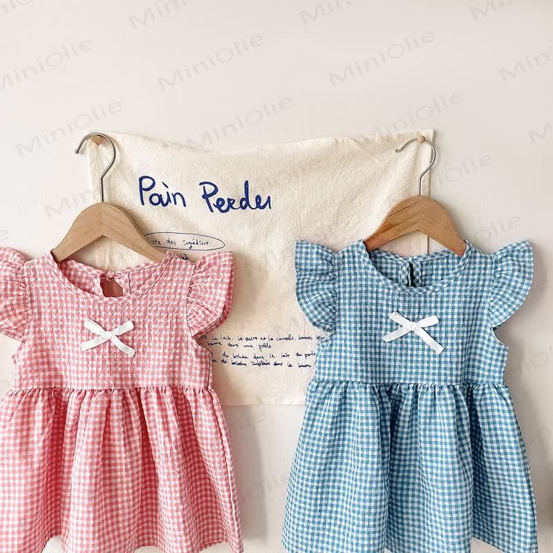 Baby Lovely Bow Plaid Ruffled Dress - image 4