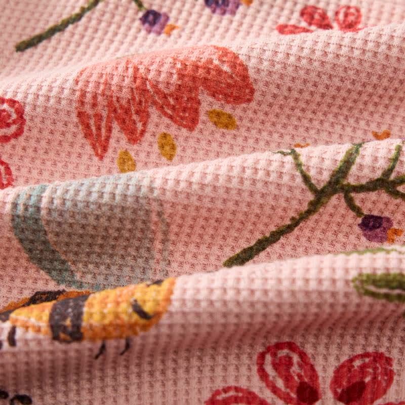 Baby Pink Flower and Insect Print Waffle 2-piece Set - image 7