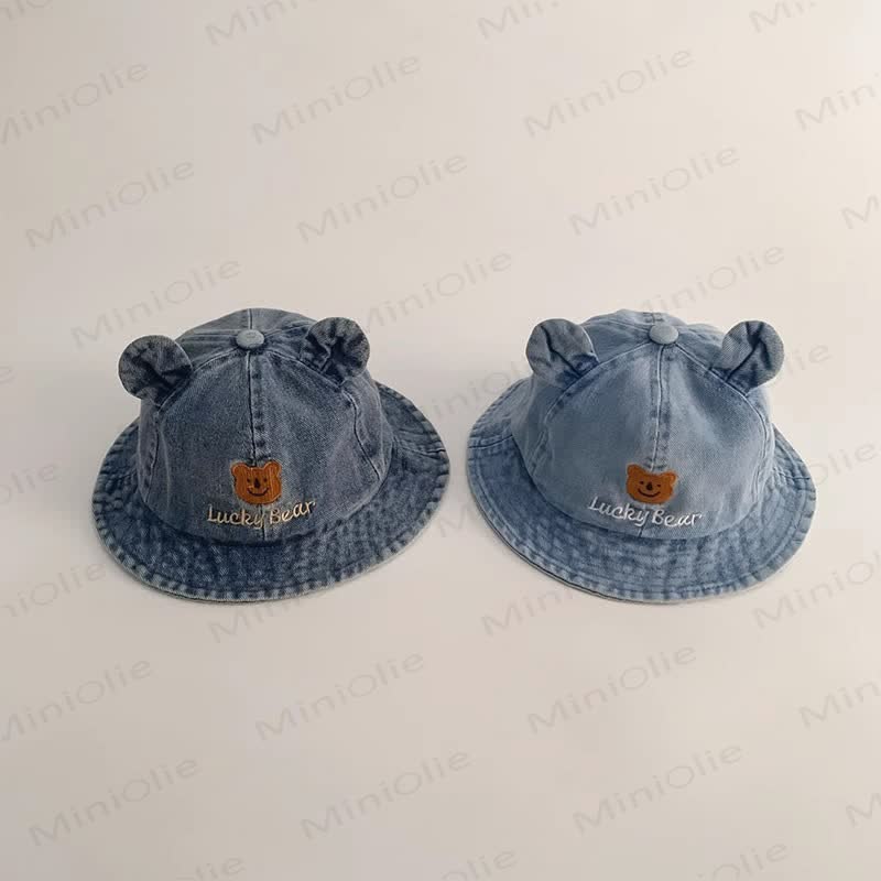 LUCKY BEAR Baby Denim Bear Bucket Hat - image 4