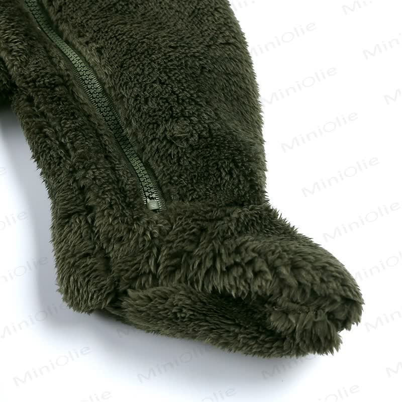 Baby Fleece Solid Color Hooded Romper - image 14