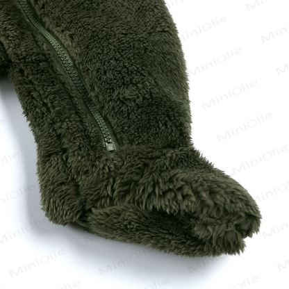 Baby Fleece Solid Color Hooded Romper - image 14