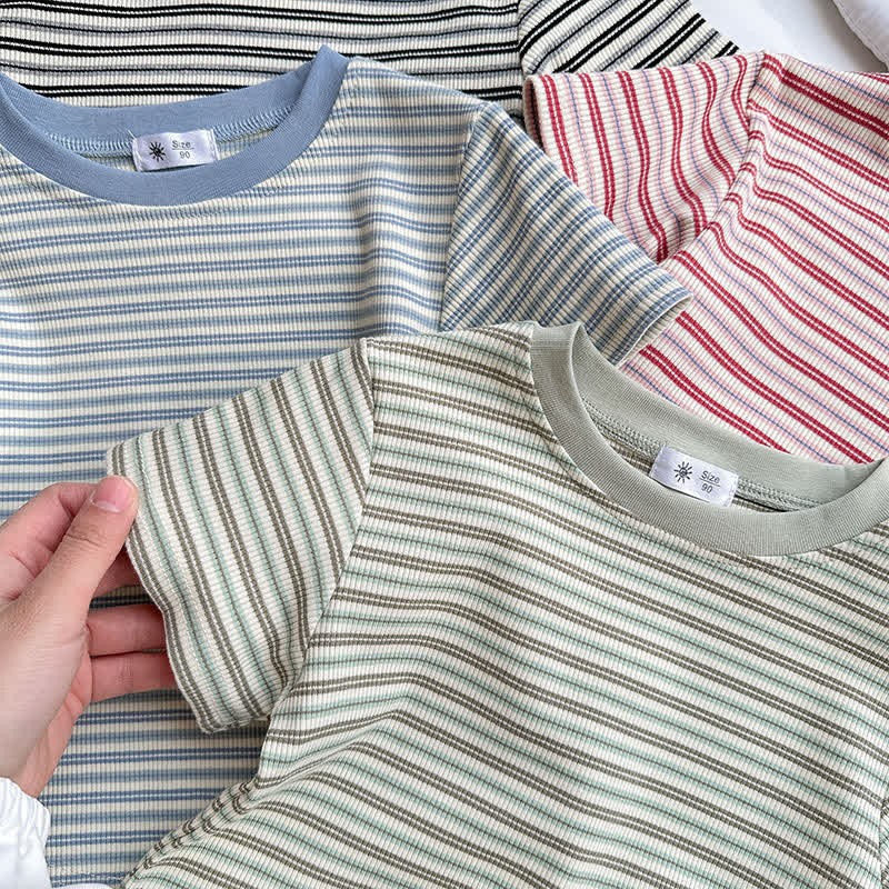 Kids Contrast Color Striped Base Layer T-Shirt - image 7