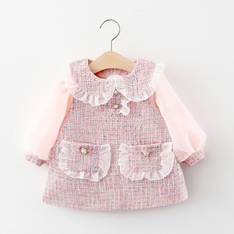 Toddler Girl Lace Lapel Collar Dress