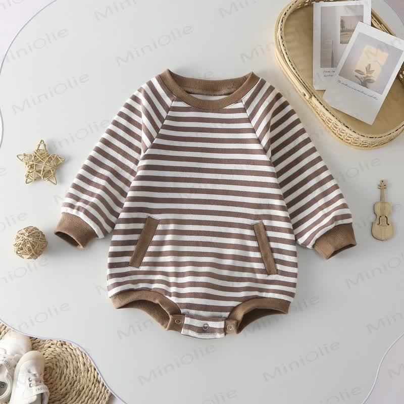 Baby Striped All-Cotton Bodysuit - Brown - 18-24M - image 3