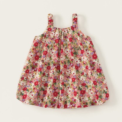 Toddler Cute Red Flower Suspenders Dress - image 4