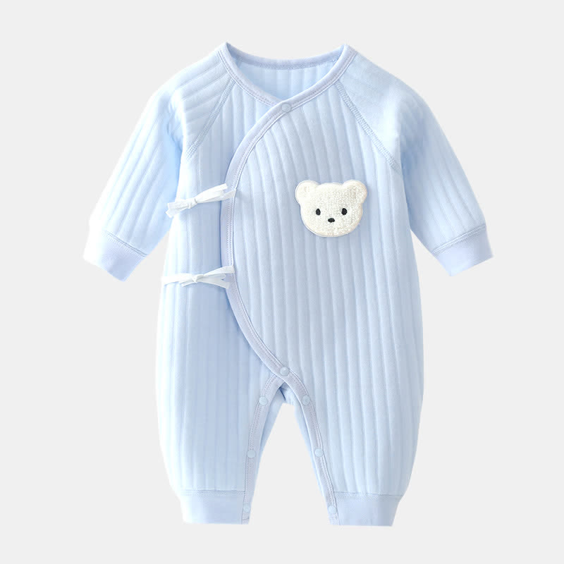 Baby Cute Bear Kimono Romper - Blue - 3-6M - image 1