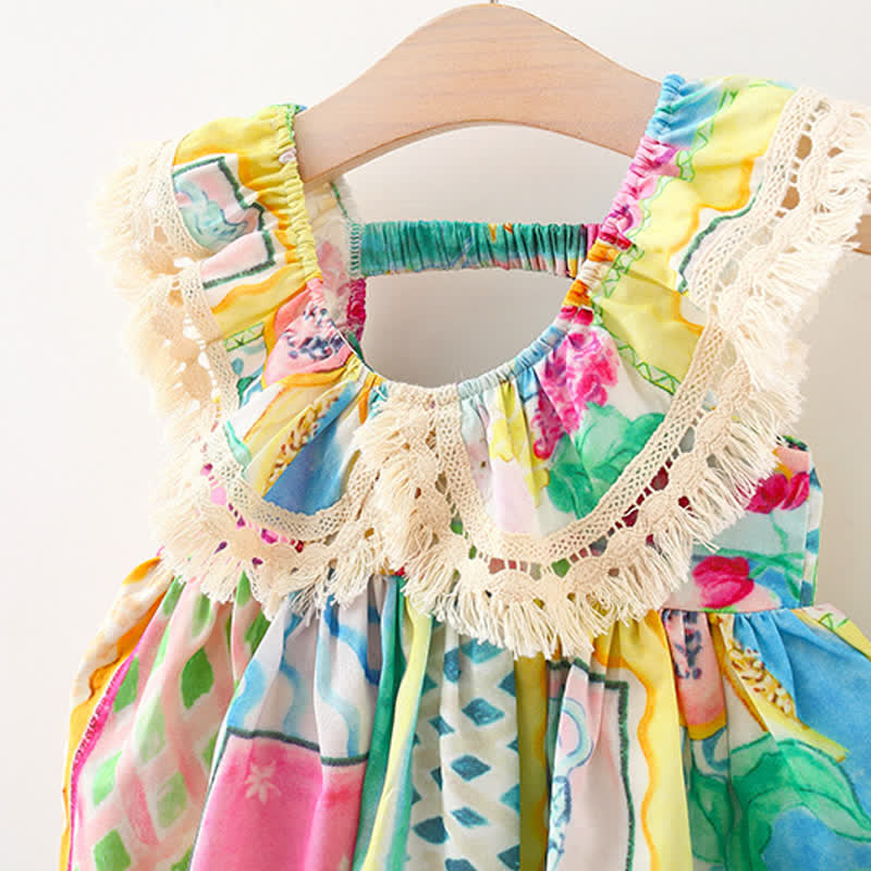 Toddler Multicolor Abstract Rhombus Dress - image 4