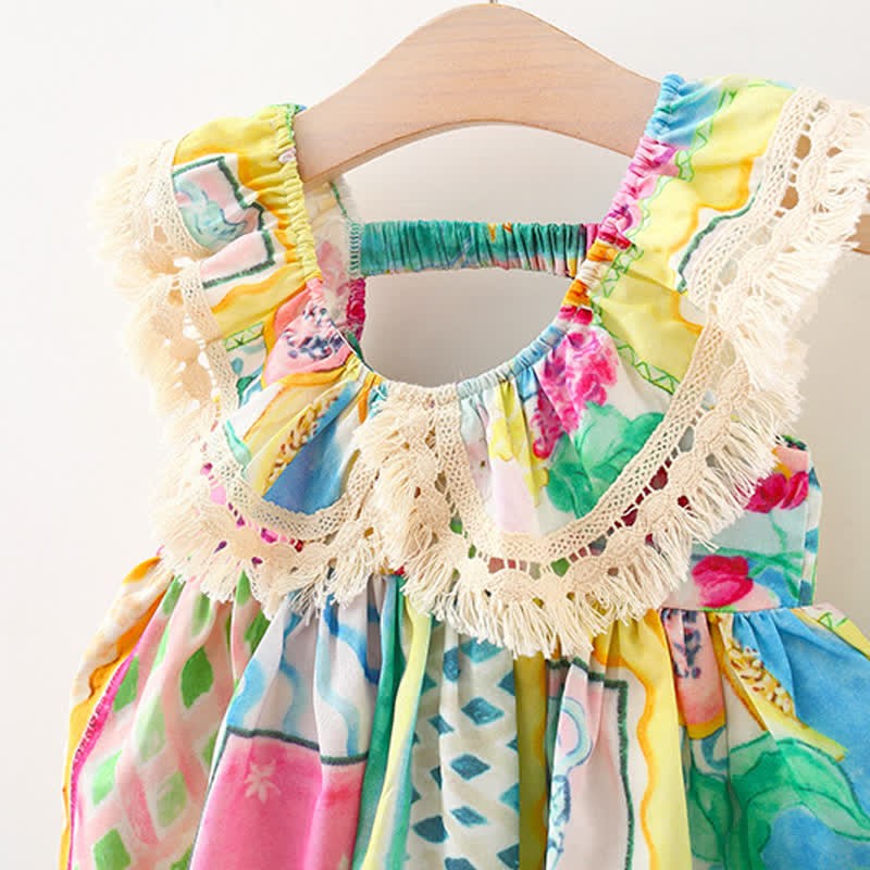 Toddler Multicolor Abstract Rhombus Dress - image 4