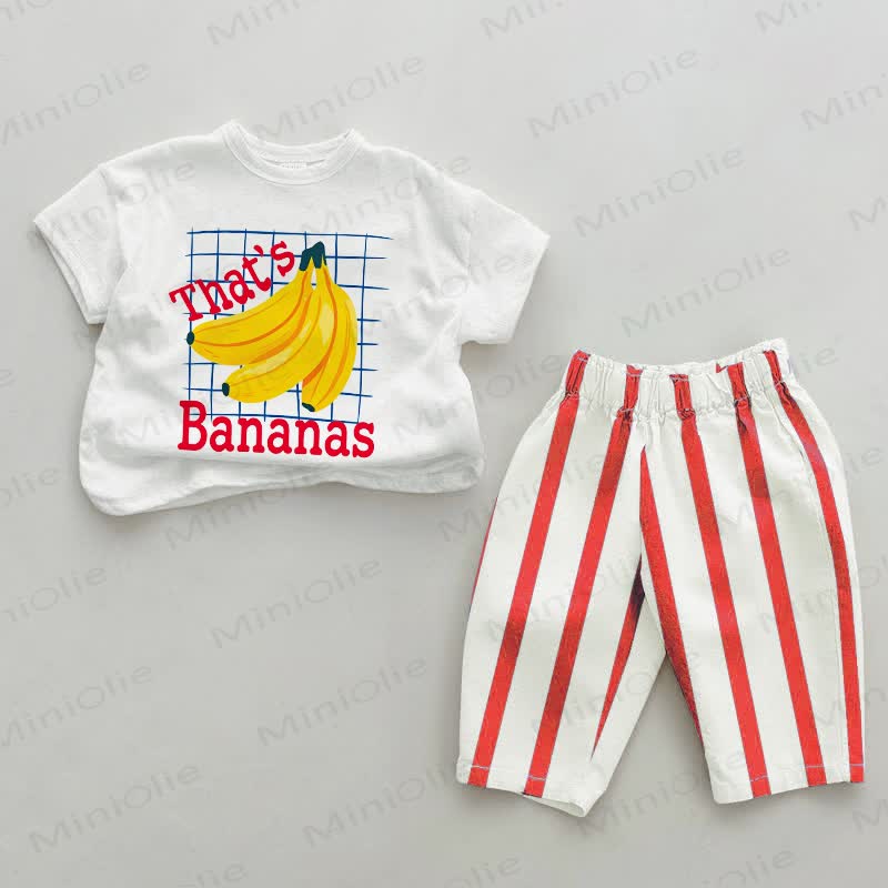 THAT'S BANANAS Baby Banana Red Striped 2-piece Set - White&Red - 2-3T - image 1