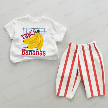 THAT'S BANANAS Baby Banana Red Striped 2-piece Set - White&Red - 2-3T - image 1