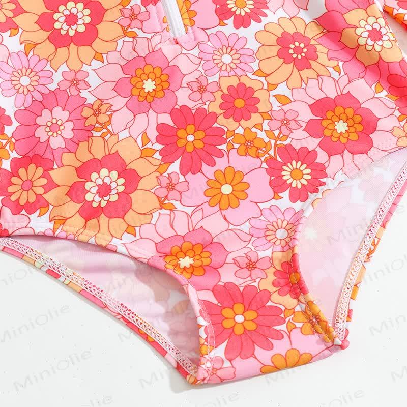 Baby Girl Floral One-piece Swimsuit with Hat - image 5