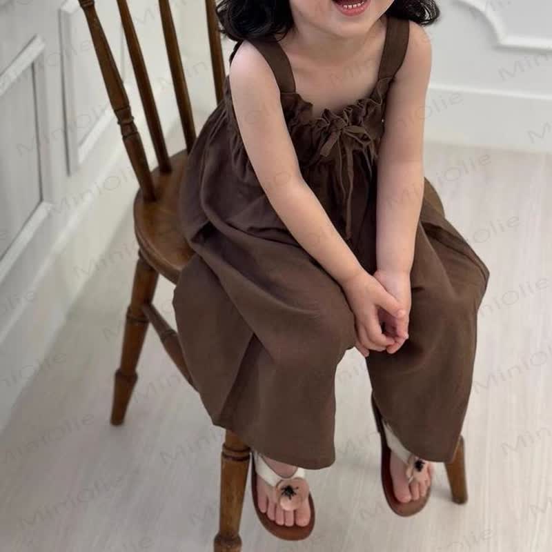 Toddler Solid Color Bow Vintage Overalls - image 8