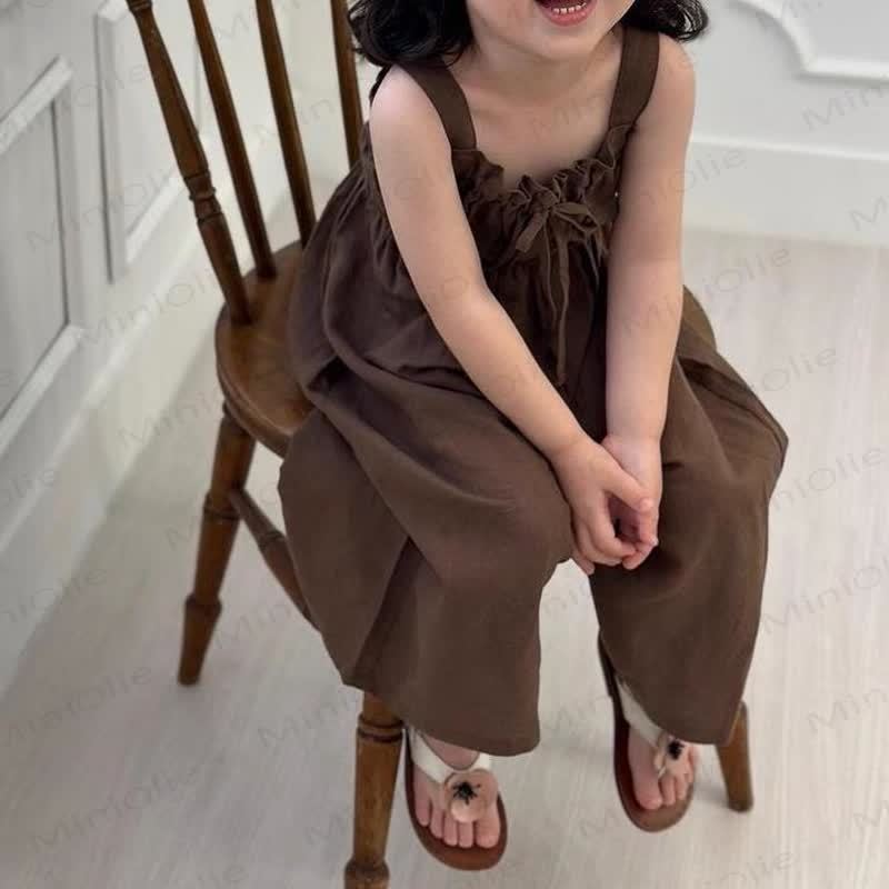 Toddler Solid Color Bow Vintage Overalls - image 8