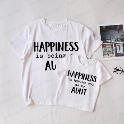 HAPPINESS IS BEING AN AUNT/HAPPINESS IS HAVING YOU AS MY AUNT Baby White Family Matching T-shirt - White - Adult T-Shirt: XL - image 1