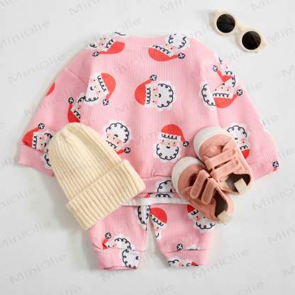 Baby Waffle Christmas Santa Claus Sweatshirt 2-piece Set - image 6