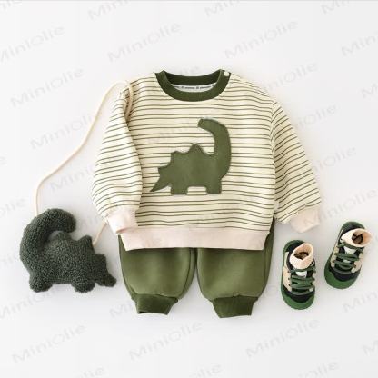 Baby Dinosaur Stripe Green Top & Pants - image 4
