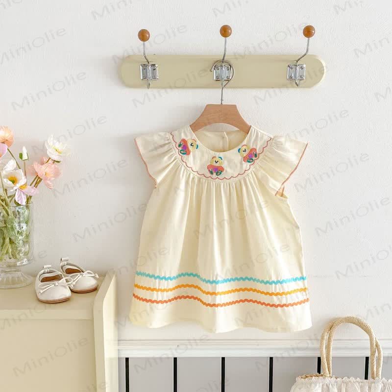 Toddler Embroidered Bear Ruffle Sleeves Dress - image 21