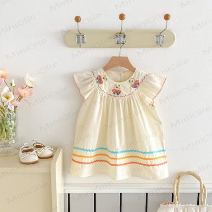 Toddler Embroidered Bear Ruffle Sleeves Dress - image 21